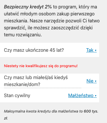 Kalkulator zdolności kredytowej w kredycie 2 procent